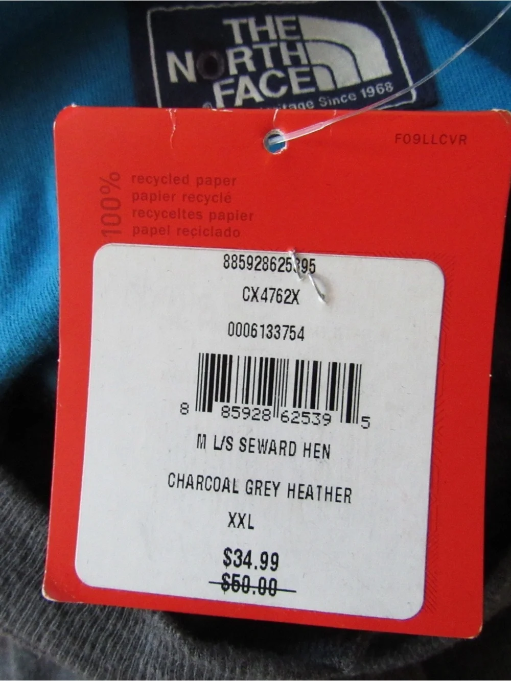 The North Face Mens Long Sleeve Seward Henley Shirt XXL Charcoal Gray Classic